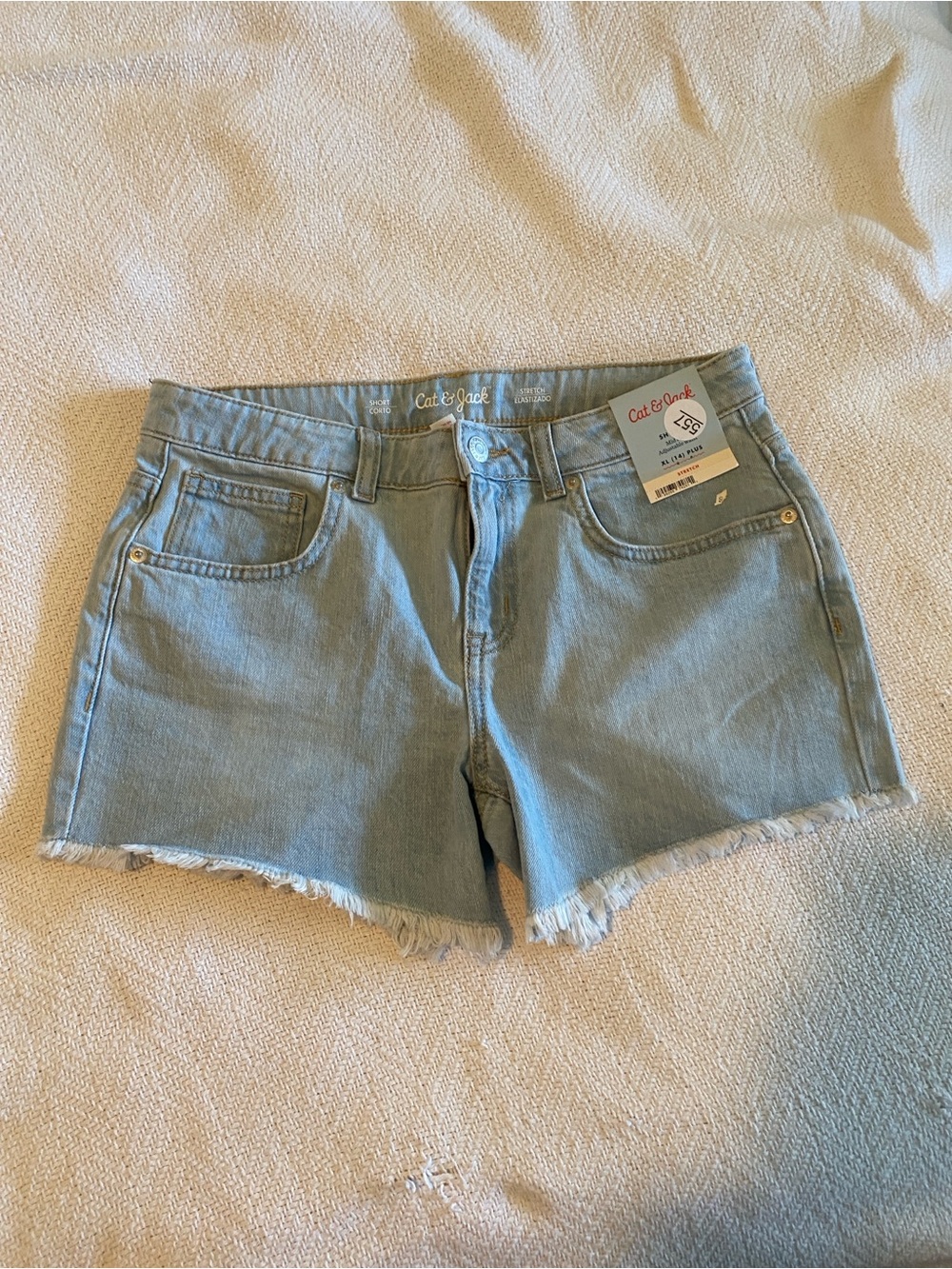 Cat & Jack Pale Blue Denim Frayed Hem Shorts